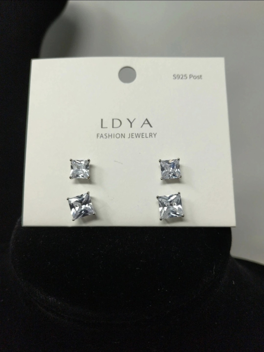 LDYA Square CZ Stud Earrings Set 925
